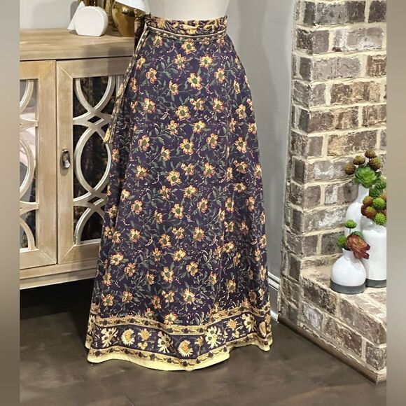Ethnic Indian Wear Women’s Cotton Hand Printed Boho Maxi Skirt in Size Large - Picture 9 of 10